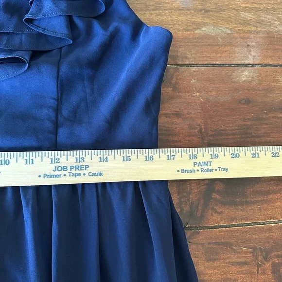 Lulus Navy Blue One Shoulder Ruffle Midi Dress XL Wedding Guest Formal - Picture 9 of 9